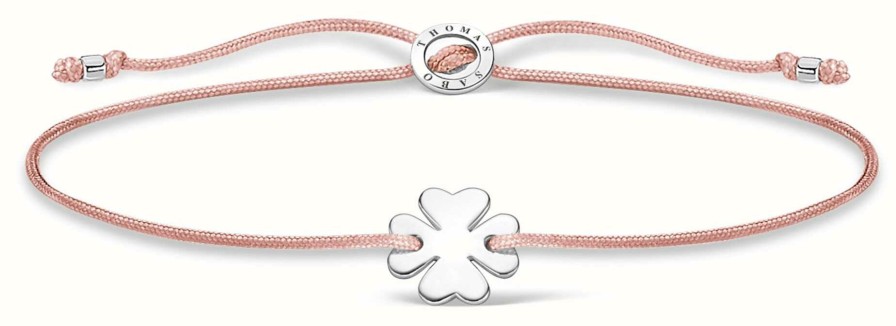 Jewelry Thomas Sabo Jewellery | Thomas Sabo Pink Nylon Cloverleaf Bracelet