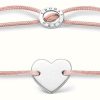 Jewelry Thomas Sabo Jewellery | Thomas Sabo Pink Nylon Silver Heart Bracelet