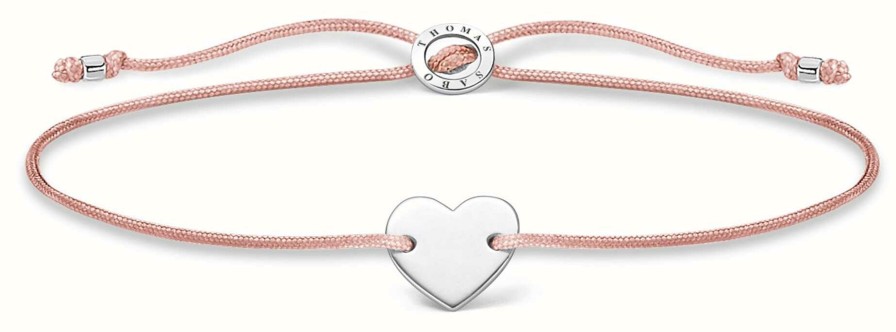 Jewelry Thomas Sabo Jewellery | Thomas Sabo Pink Nylon Silver Heart Bracelet