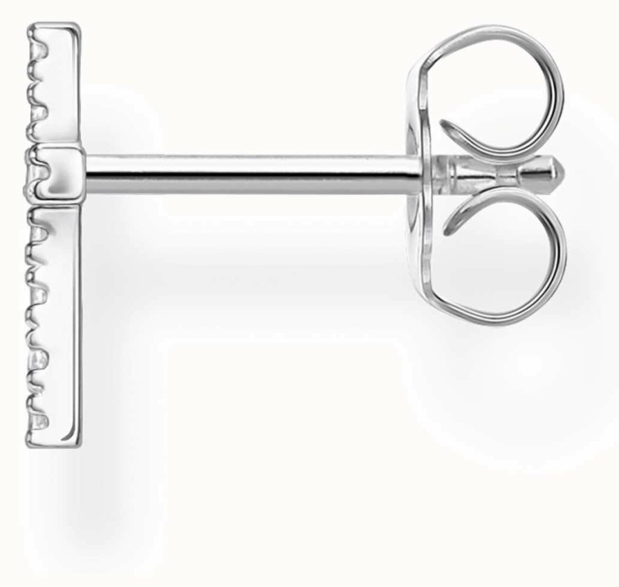 Jewelry Thomas Sabo Jewellery | Thomas Sabo Sterling Silver Single Cross Stud Earring | Zirconia-Pave