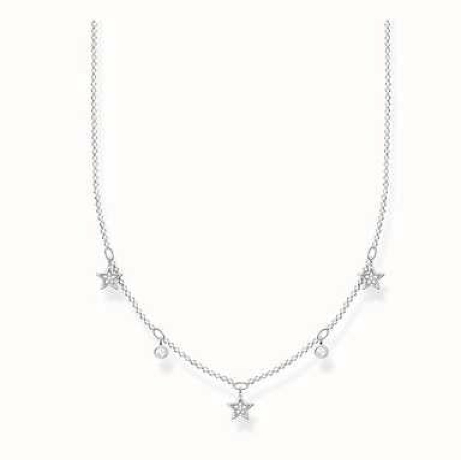 Jewelry Thomas Sabo Jewellery | Thomas Sabo Sterling Silver White Stone Star Necklace