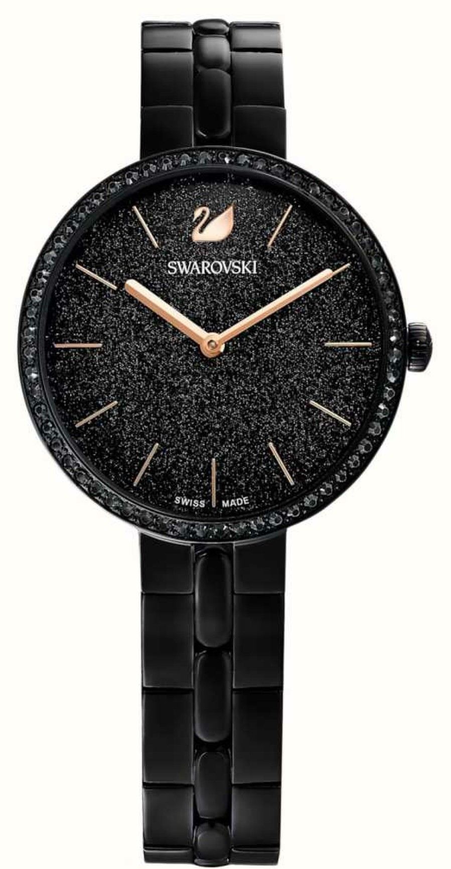 Women'S Swarovski | Swarovski Cosmopolitan (32Mm) Black Glitter Dial / Black Pvd Stainless Steel