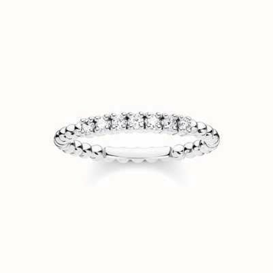 Jewelry Thomas Sabo Jewellery | Thomas Sabo Sterling Silver White Stone Dot Ring Eu 52 (Uk L 1/2)