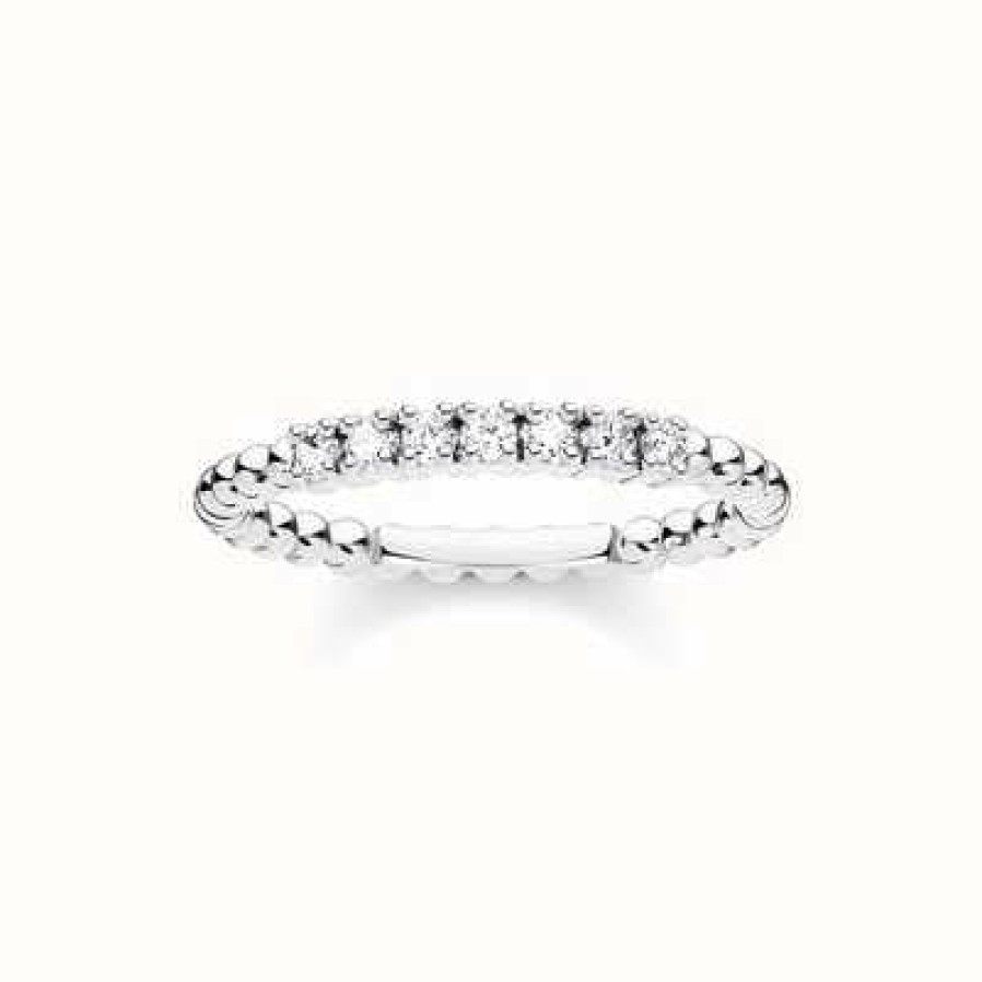 Jewelry Thomas Sabo Jewellery | Thomas Sabo Sterling Silver White Stone Dot Ring Eu 56 (Uk O 1/2 - P)