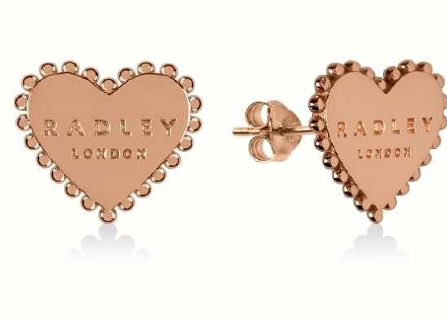 Jewelry Radley Jewellery | Radley Jewellery Sterling Silver 18Ct Rose Gold Plated Heart Stud Earrings