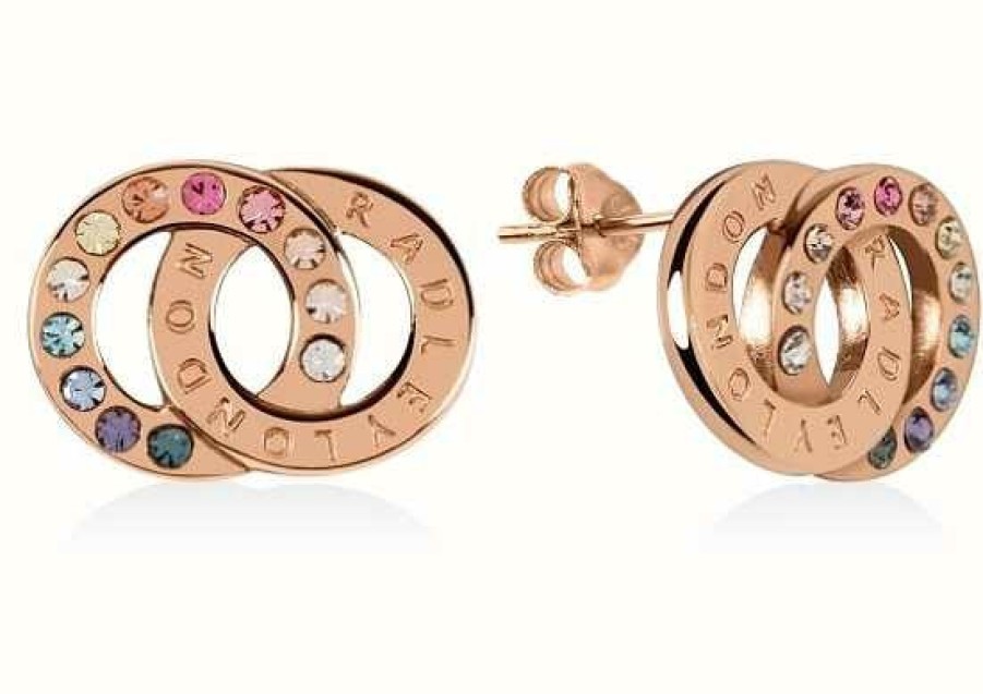 Jewelry Radley Jewellery | Radley Jewellery Sterling Silver Rose Gold Rainbow Double Loop Stud Earrings