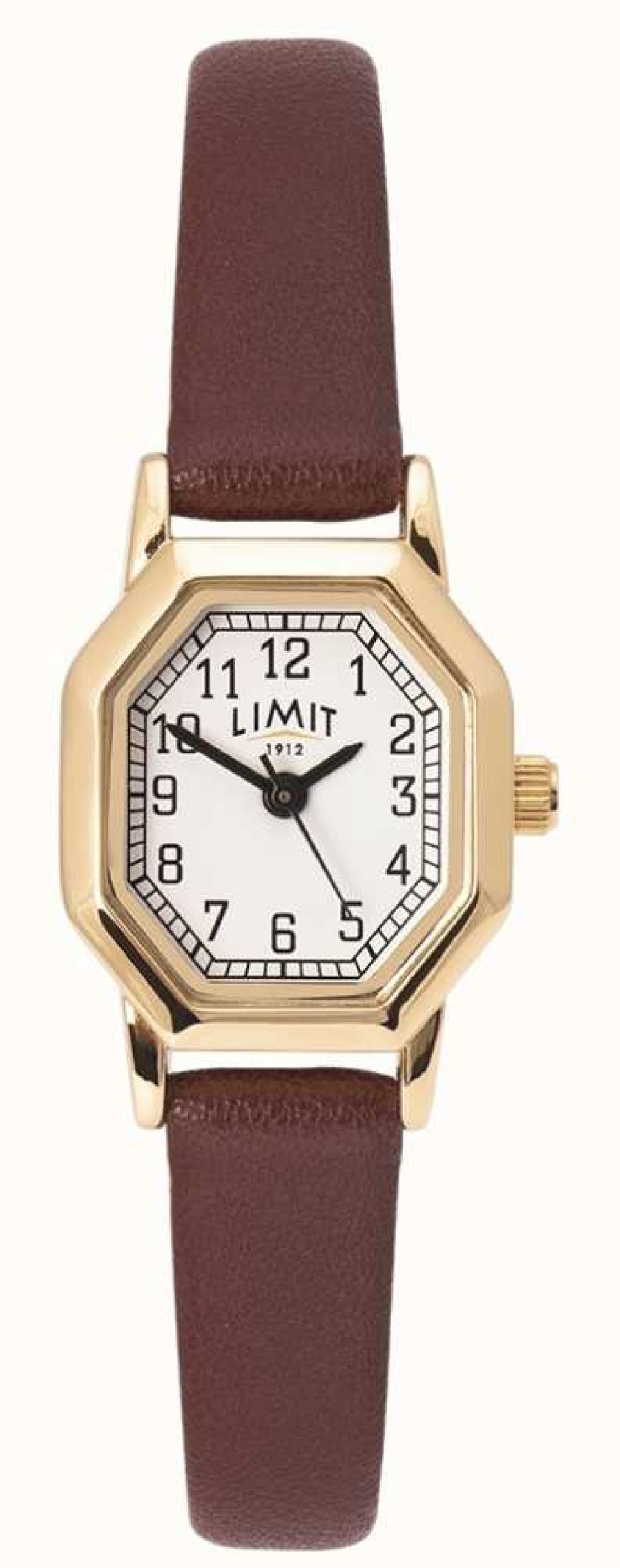 Women'S Limit | Limit Women'S Brown Leather Strap | Gold Plated Case | White Dial