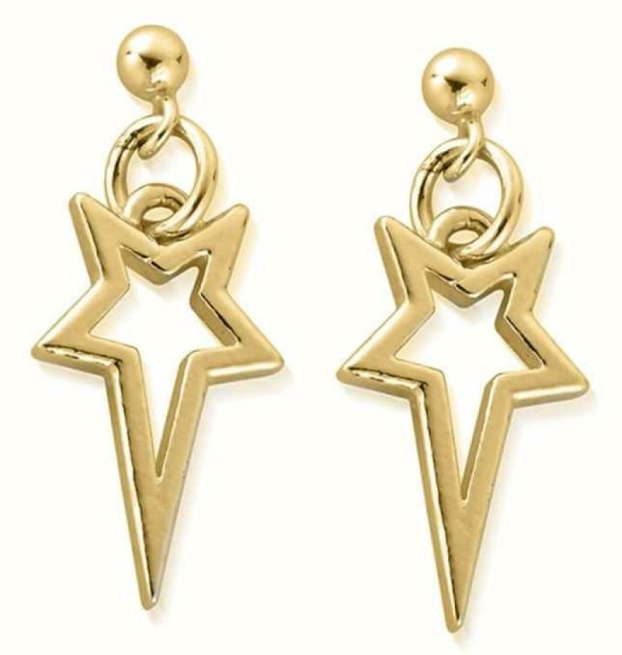 Jewelry ChloBo Jewellery | Chlobo North Star Drop Earrings | 18Ct Gold Plated