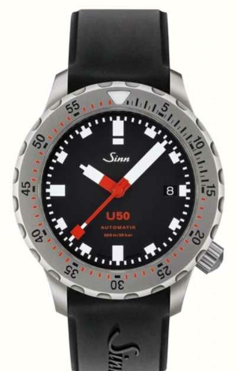 Men'S Sinn | Sinn U50 Tegiment Black Silicone Strap