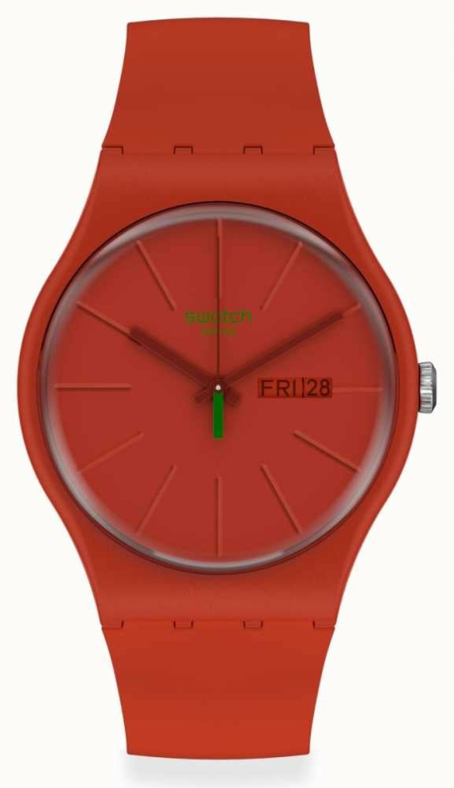 Men'S Swatch | Swatch Redvremya | Red Plastic Strap | Red Dial