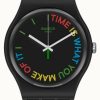 Men'S Swatch | Swatch Freetid | Original Gent | Black Plastic Strap | Black Dial