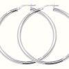 Jewelry James Moore | James Moore Th 40Mm Silver Round Hoop Earrings