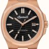 Men'S Ingersoll | Ingersoll The Catalina Honeycomb Textured Black Dial Rose Gold Bracelet