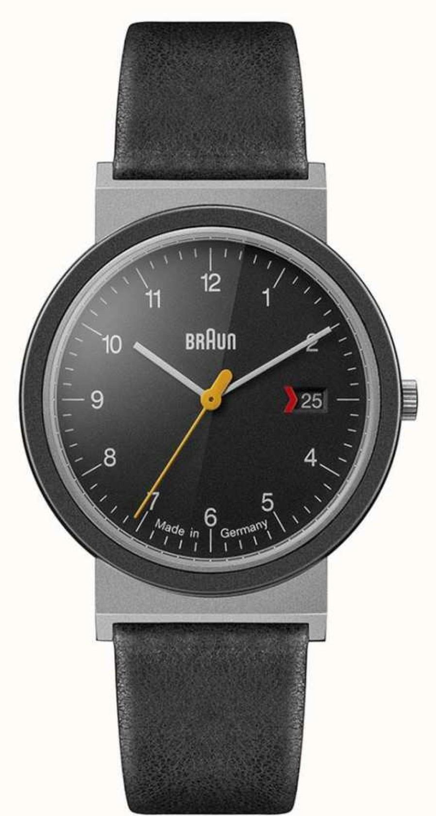 Men'S Braun | Braun Men'S Classic Black Dial Black Leather Strap