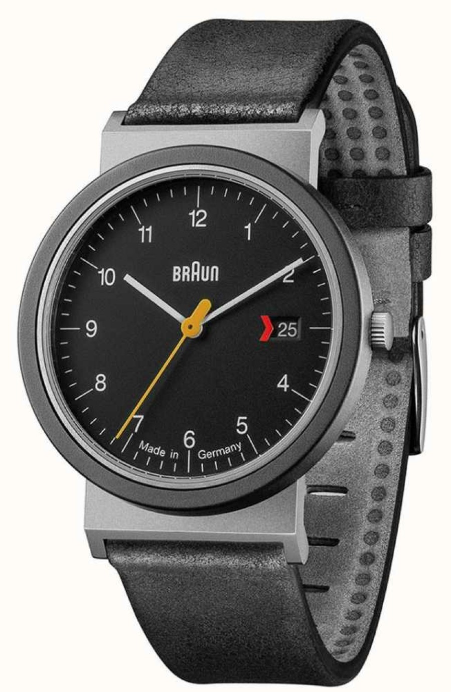 Men'S Braun | Braun Men'S Classic Black Dial Black Leather Strap