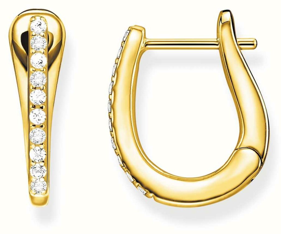 Jewelry Thomas Sabo Jewellery | Thomas Sabo Glam & Soul | Classic Gold Plated Hoop Earrings |White Stone