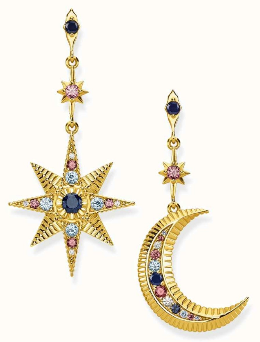 Jewelry Thomas Sabo Jewellery | Thomas Sabo Gold Plated Royalty Star And Moon Earrings