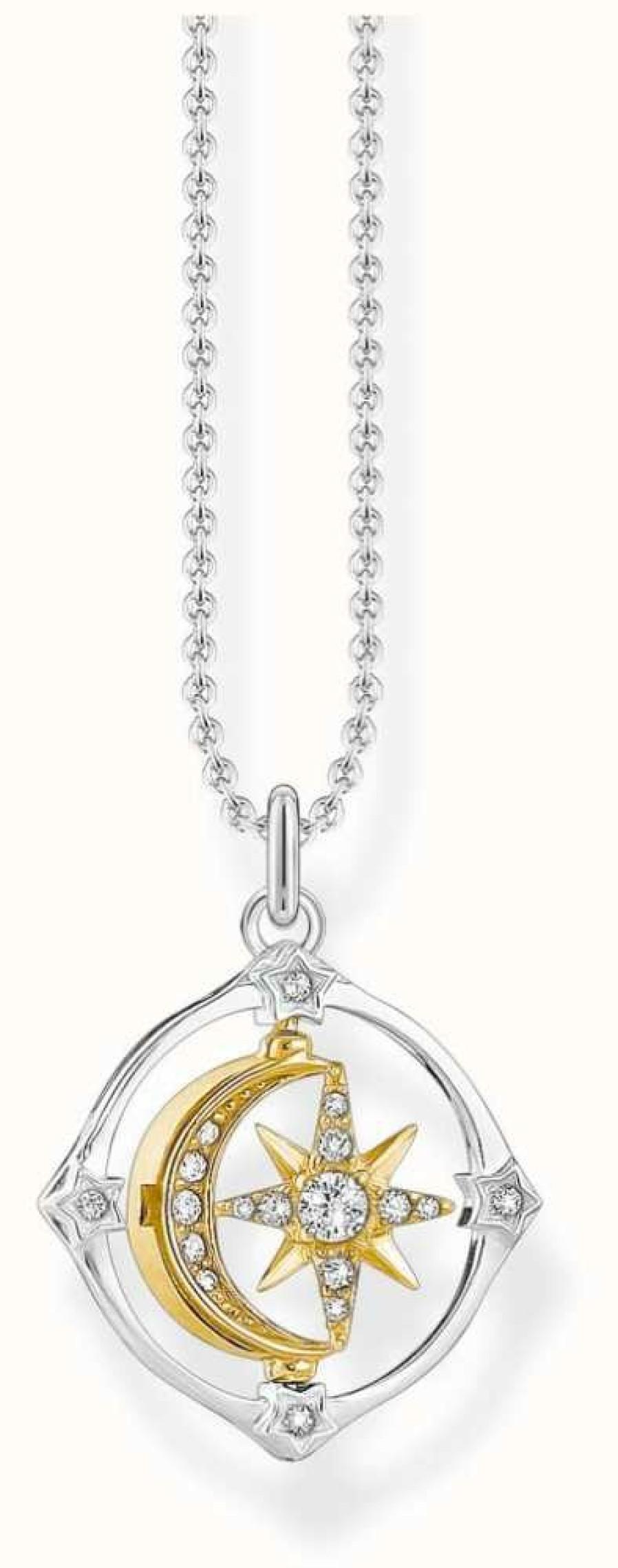 Jewelry Thomas Sabo Jewellery | Thomas Sabo Sterling Silver Movable Moon & Star Pendant Necklace