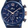 Men'S Lotus | Lotus Men'S Blue Leather Strap | Blue Chronograph Dial