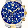 Men'S Lotus | Lotus Men'S Two-Tone Steel Bracelet | Blue Chronograph Dial