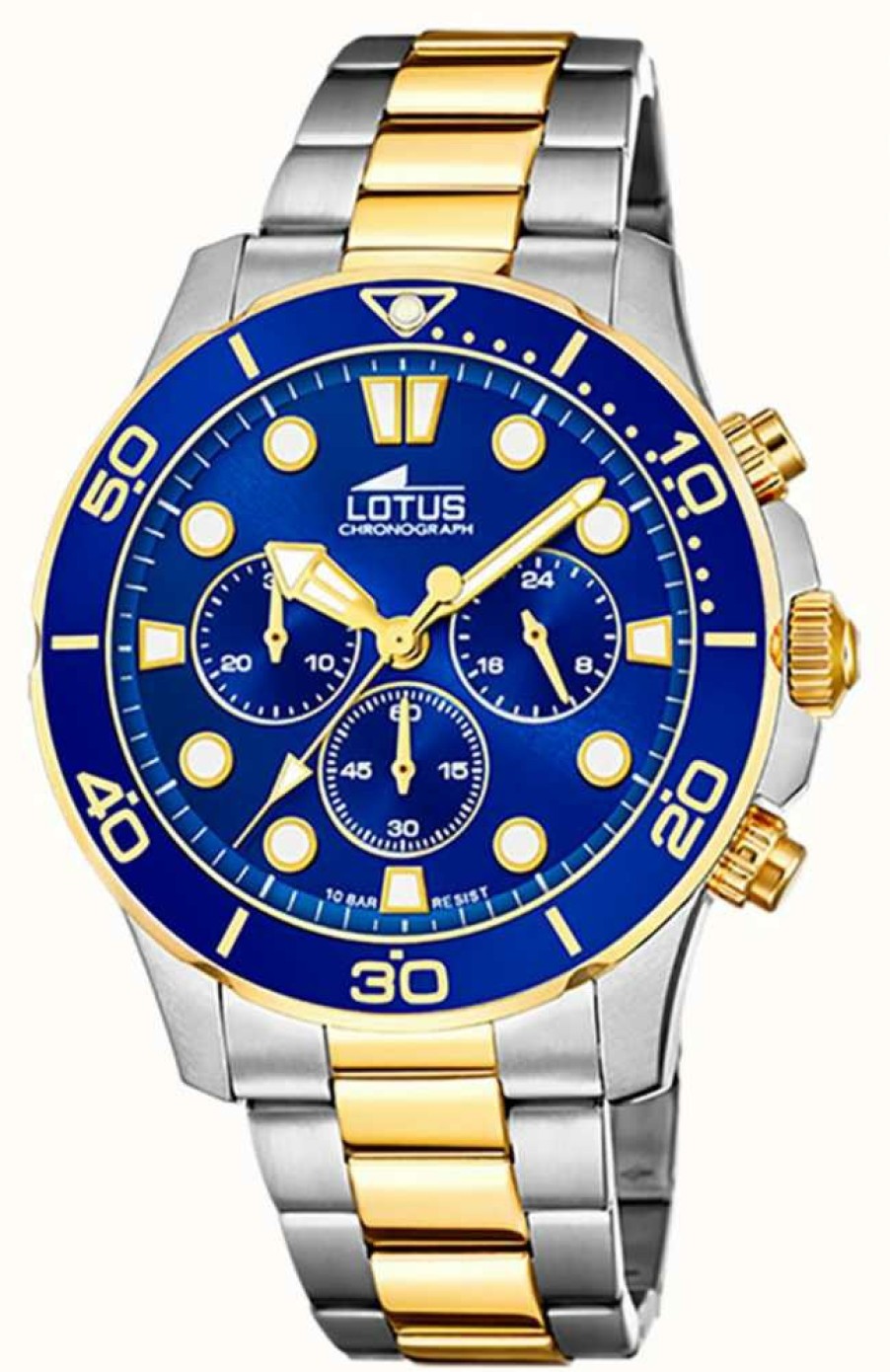 Men'S Lotus | Lotus Men'S Two-Tone Steel Bracelet | Blue Chronograph Dial