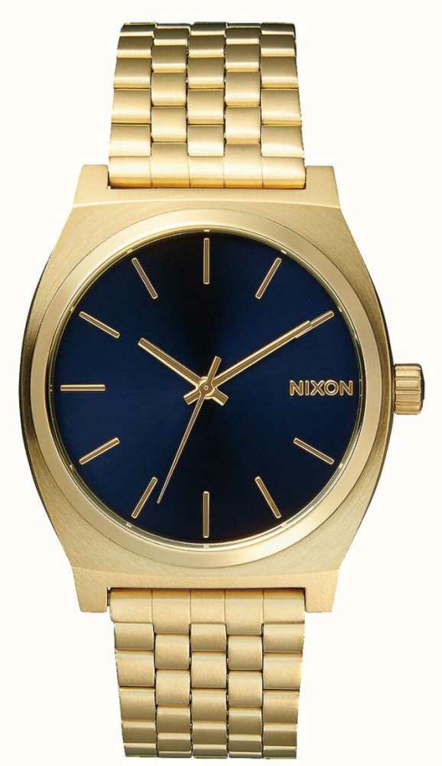 Men'S Nixon | Nixon Time Teller | All Light Gold / Cobalt | Gold Ip Bracelet | Blue Dial