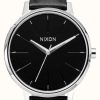 Women'S Nixon | Nixon Kensington Leather | Black | Black Leather Strap | Black Dial