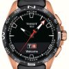 Men'S Tissot | Tissot T-Touch Connect Solar Pvd Titanium (47.5Mm) Black Dial / Black Synthetic Strap