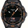 Men'S Tissot | Tissot T-Touch Connect Solar Pvd Titanium (47.5Mm) Black Dial / Black Synthetic Strap