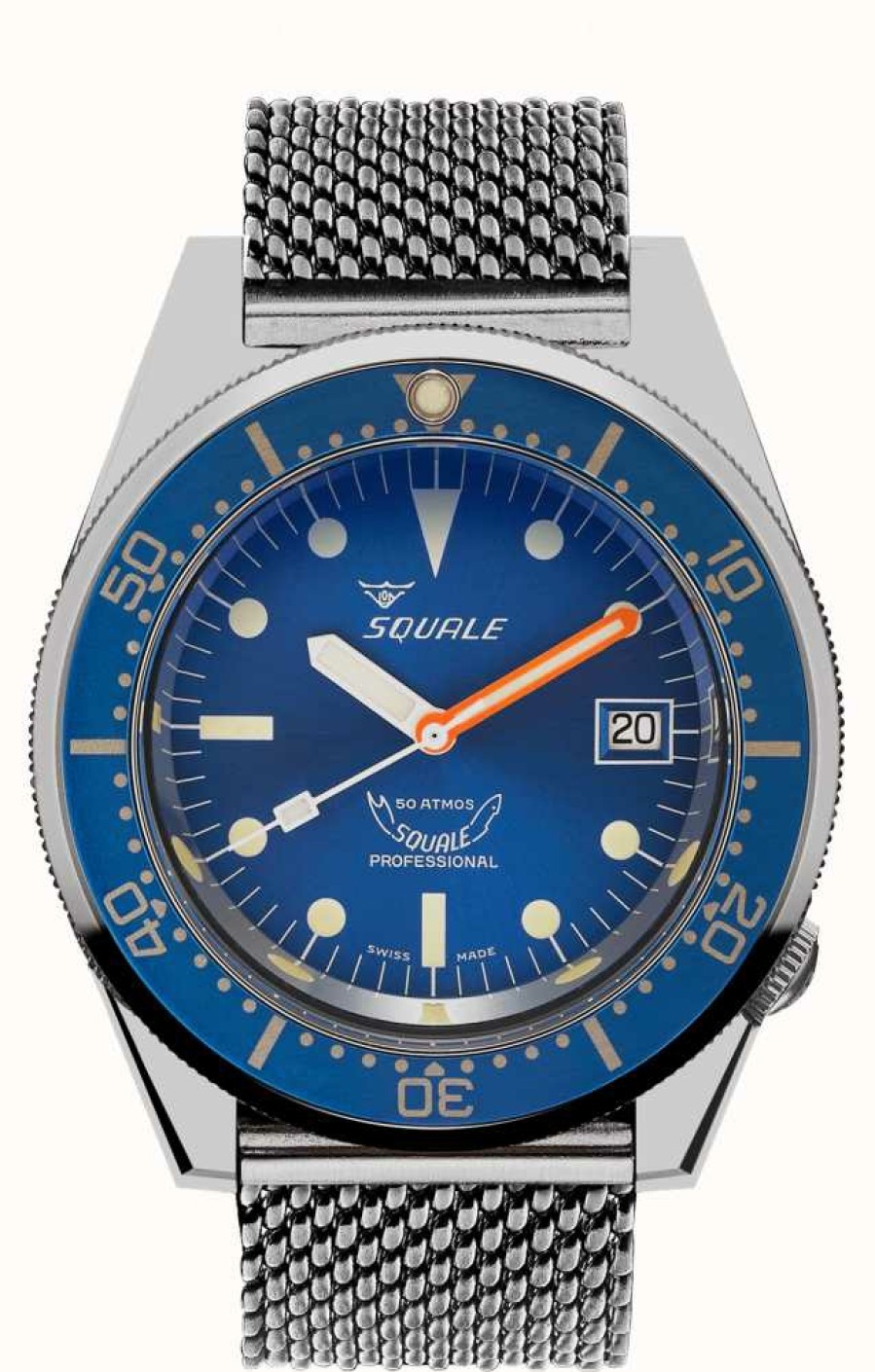 Men'S Squale | Squale 1521 Ocean Mesh (42Mm) Blue Sunray Dial / Stainless Steel Mesh