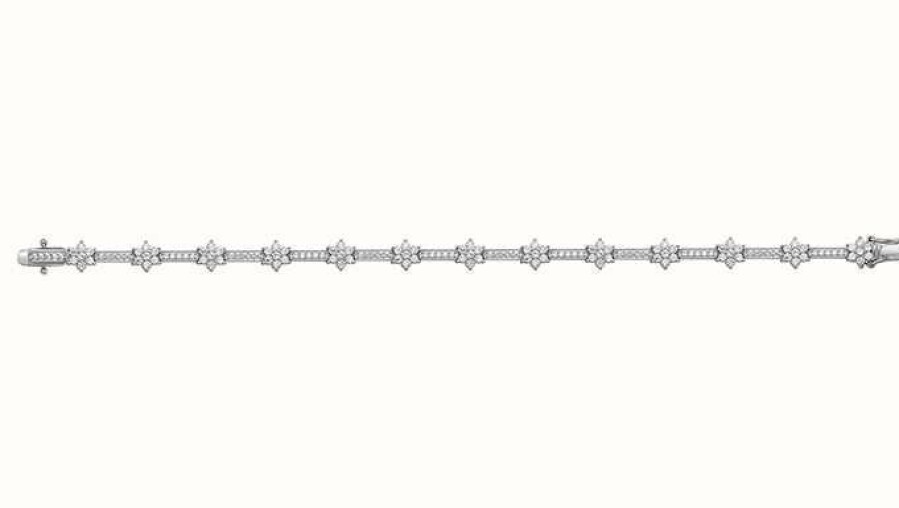 Jewelry James Moore | James Moore Th Silver Cubic Zirconia Flower Cluster Bracelet