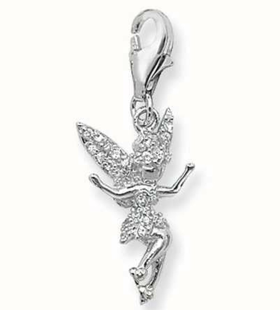 Jewelry James Moore | James Moore Th Silver Cubic Zirconia Fairy/Tinkerbell Pendant Charm