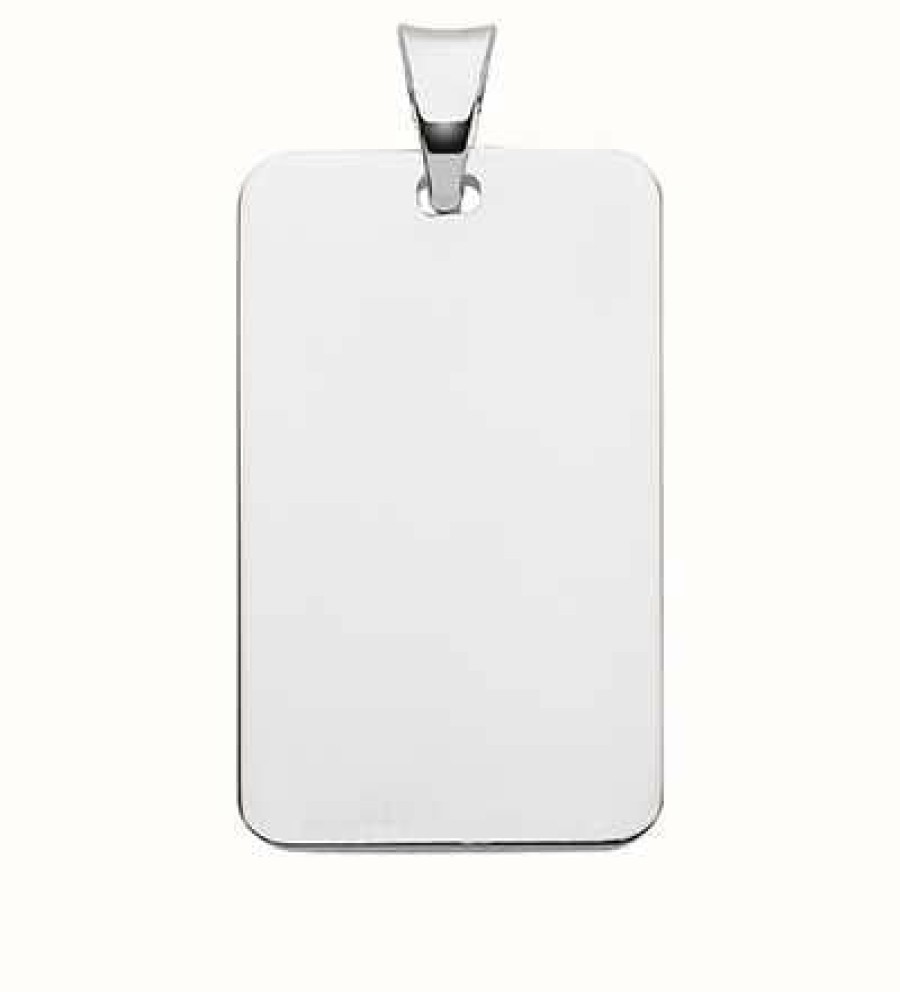 Jewelry James Moore | James Moore Th Silver Rectangle Disc Pendant