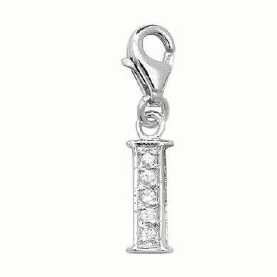 Jewelry James Moore | James Moore Th Silver Cubic Zirconia 'I' Initial Charm