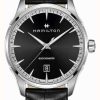 Men'S Hamilton | Hamilton Jazzmaster Automatic (40Mm) Black Dial / Black Leather Strap