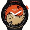 Men'S Swatch | Swatch Ox Rocks 2021! | Big Bold | Flame Pattern Silicone Strap