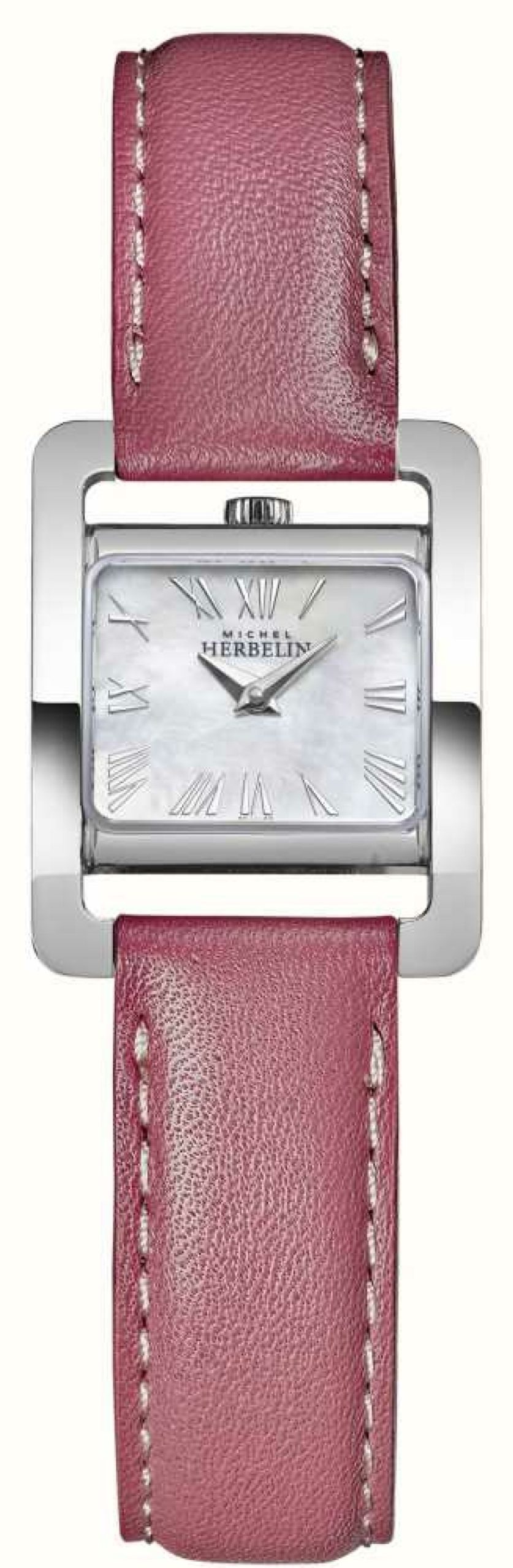 Women'S Herbelin | Herbelin V Avenue (22.5Mm) Mother Of Pearl Dial / Pink Leather Strap