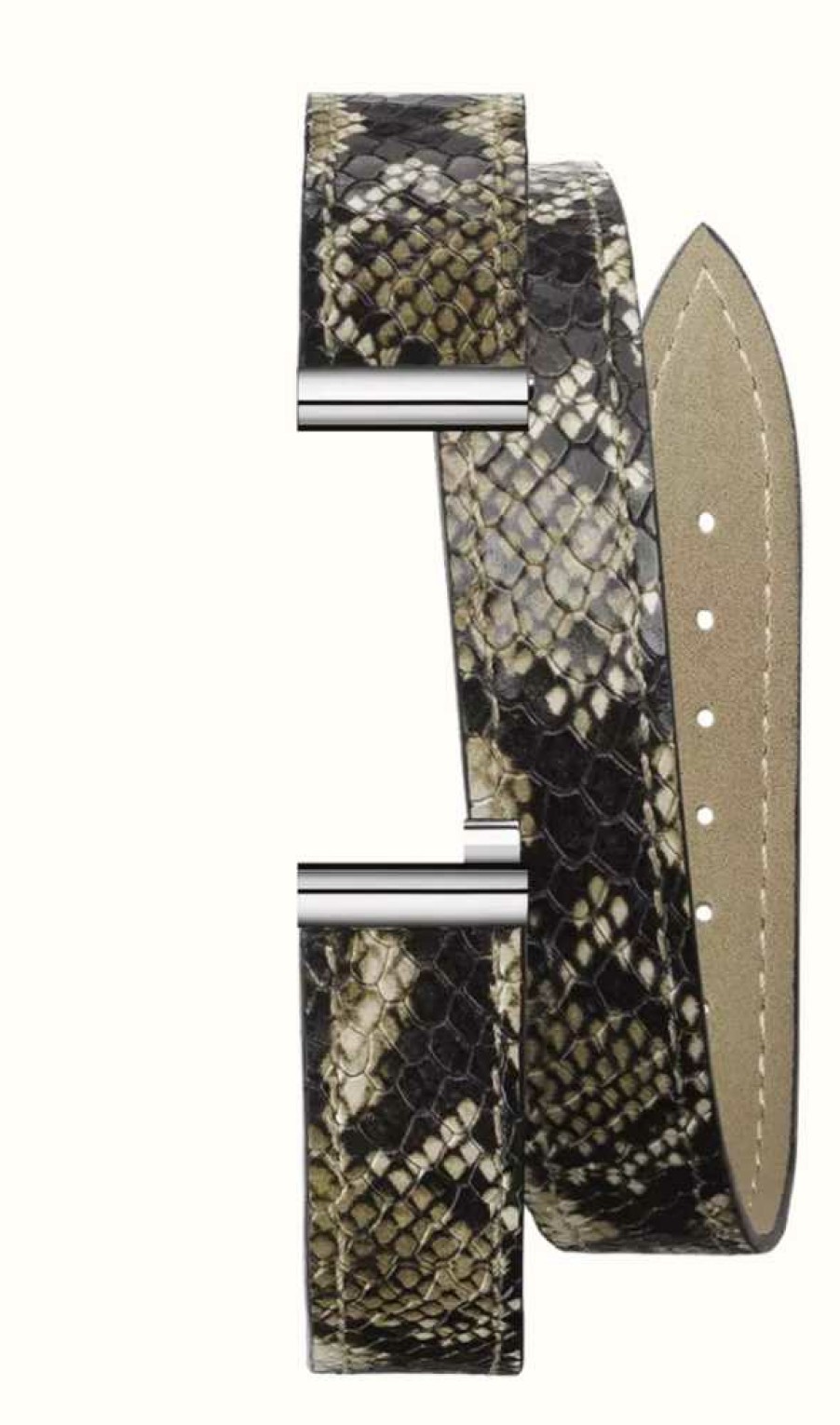 Women'S Herbelin | Herbelin Antares Interchangeable Watch Strap - Double Wrap Snake Print Leather / Stainless Steel - Strap Only