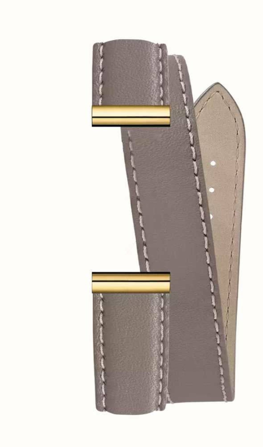 Women'S Herbelin | Herbelin Antares Interchangeable Watch Strap - Double Wrap Taupe Leather / Gold Pvd - Strap Only