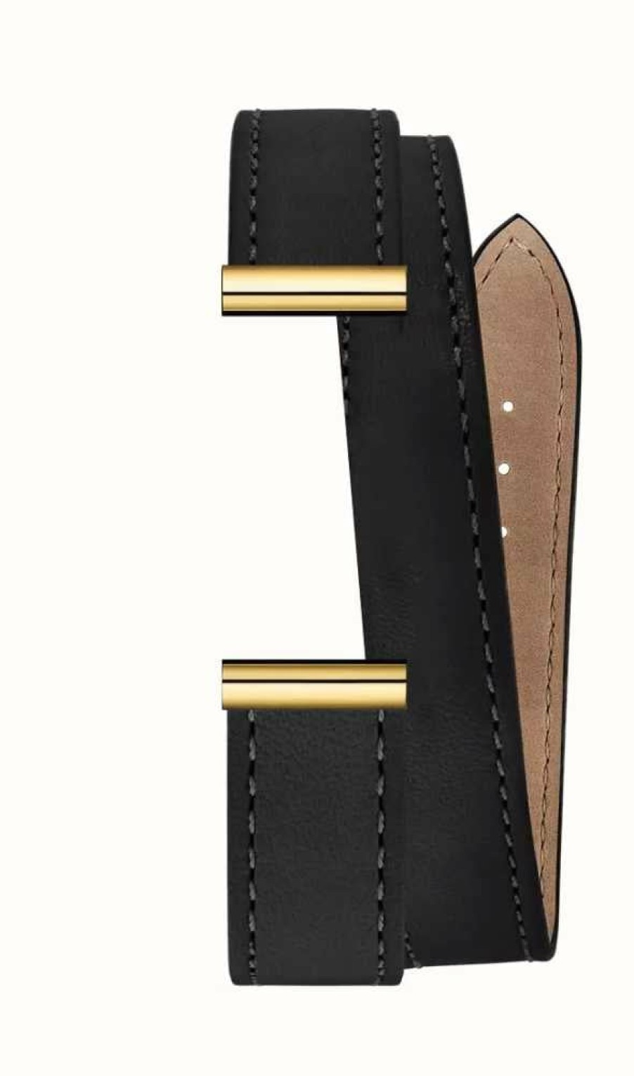 Women'S Herbelin | Herbelin Antares Interchangeable Watch Strap - Double Wrap Black Leather / Gold Pvd - Strap Only