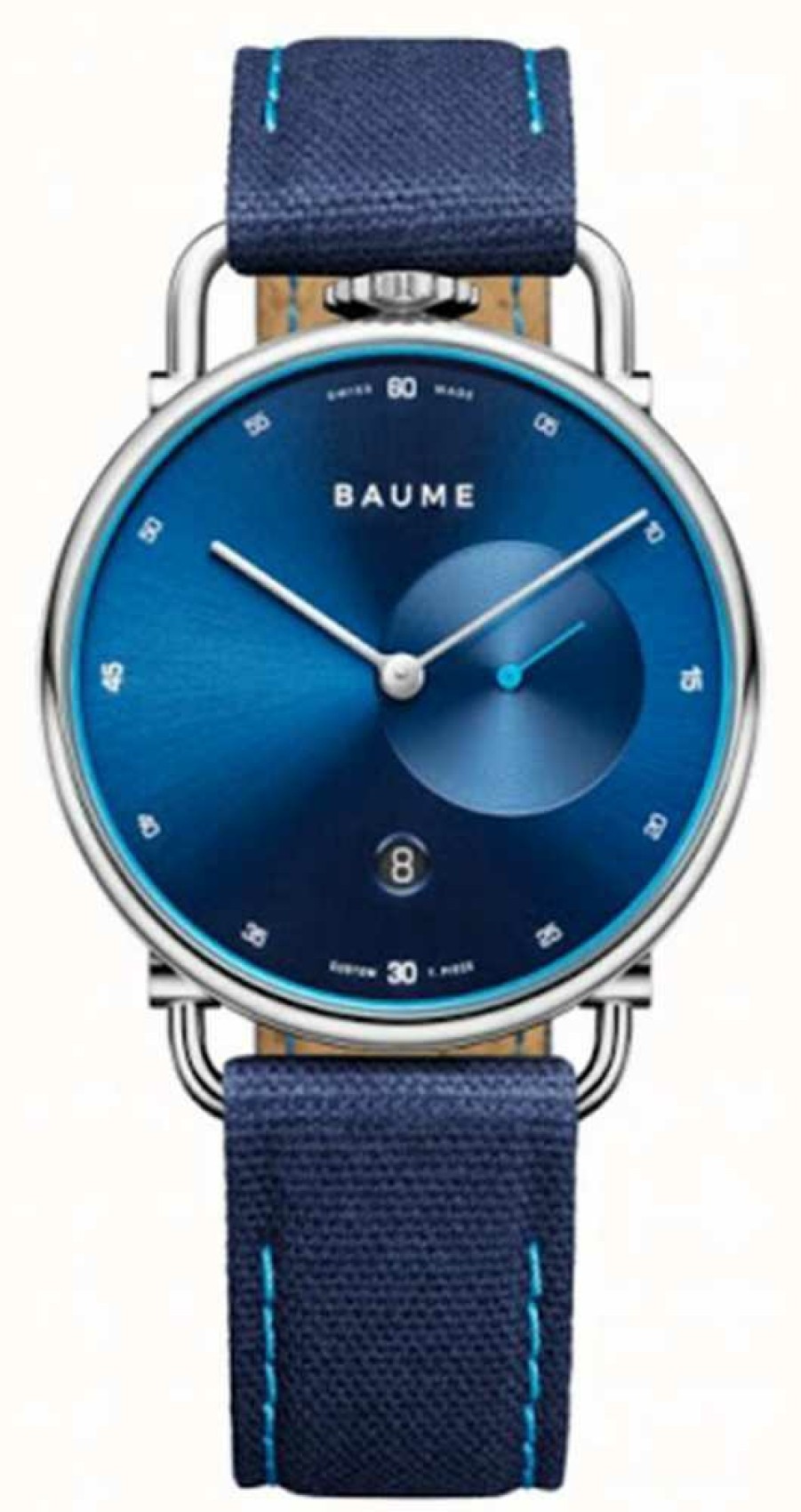 Men'S Baume & Mercier | Baume & Mercier Baume Eco-Friendly Quartz (41Mm) Blue Dial / Blue Cotton & Cork Lined Strap