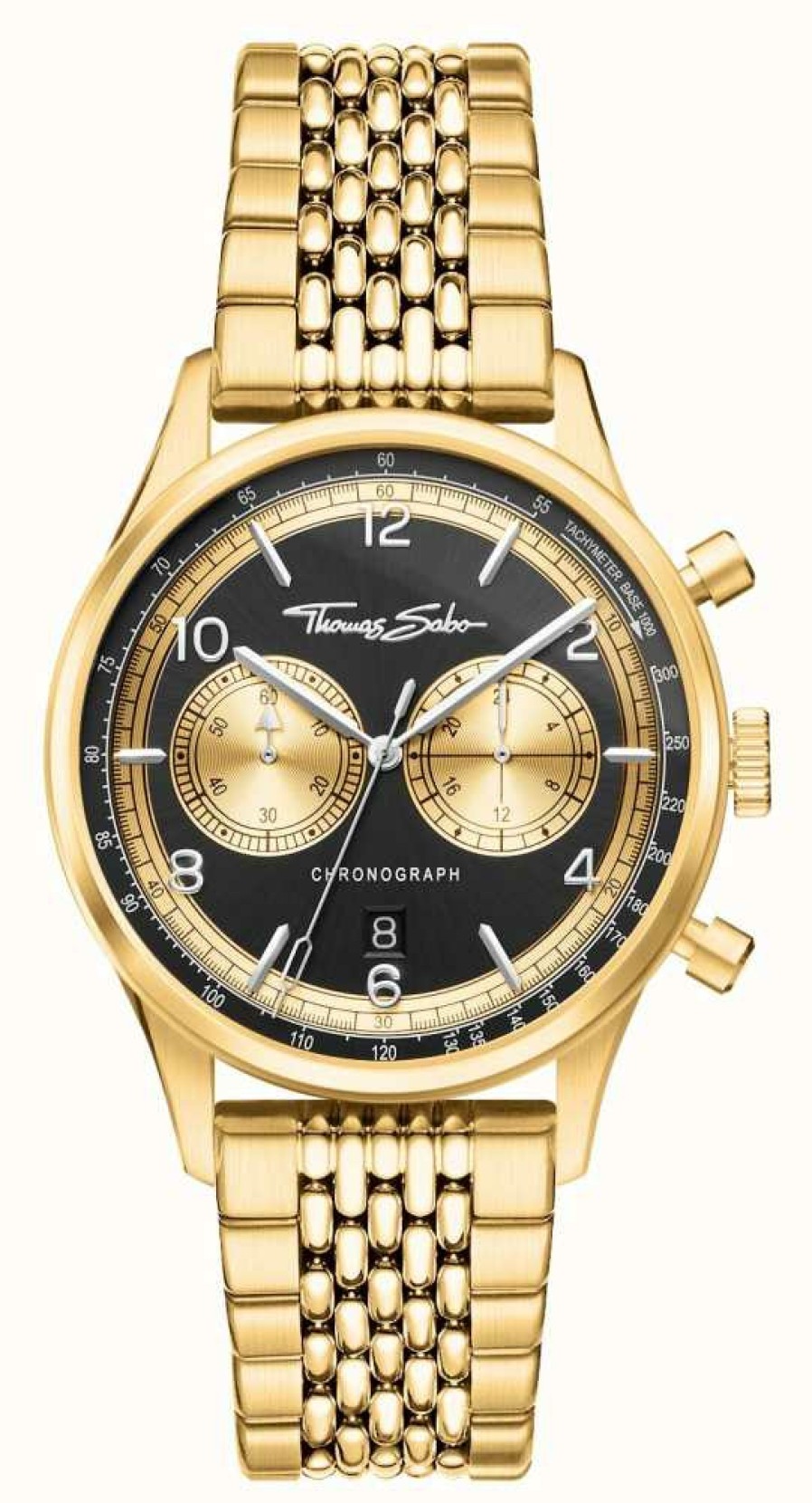 Men'S Thomas Sabo | Thomas Sabo | Rebel At Heart | Men'S | Gold Tone Bracelet | Black Dial