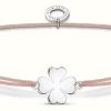 Jewelry Thomas Sabo Jewellery | Thomas Sabo Little Secrets | Pink Nylon Cloverleaf Bracelet