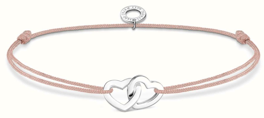 Jewelry Thomas Sabo Jewellery | Thomas Sabo Little Secrets | Pink Nylon Double Hearts Bracelet