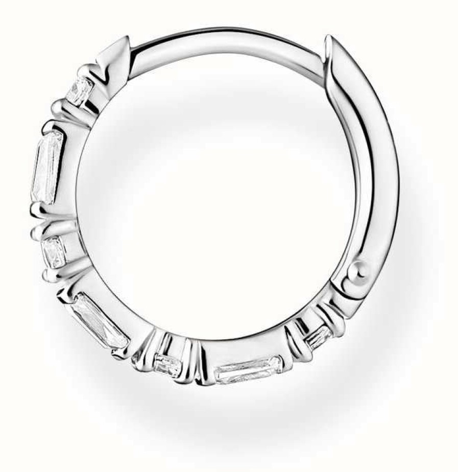 Jewelry Thomas Sabo Jewellery | Thomas Sabo Sterling Silver Single Hoop Earring | White Stones