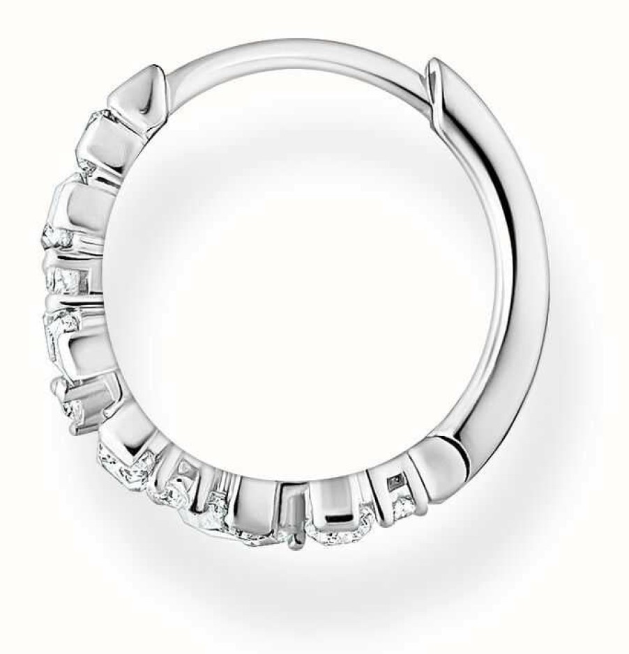 Jewelry Thomas Sabo Jewellery | Thomas Sabo Sterling Silver Single Hoop Earring | White Stones