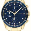 Men'S Tommy Hilfiger | Tommy Hilfiger Parker | Men'S Gold Plated Steel Bracelet | Blue Dial