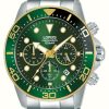 Men'S Lorus | Lorus Chronograph 100M (43Mm) Dark Green Sunray Dial / Stainless Steel