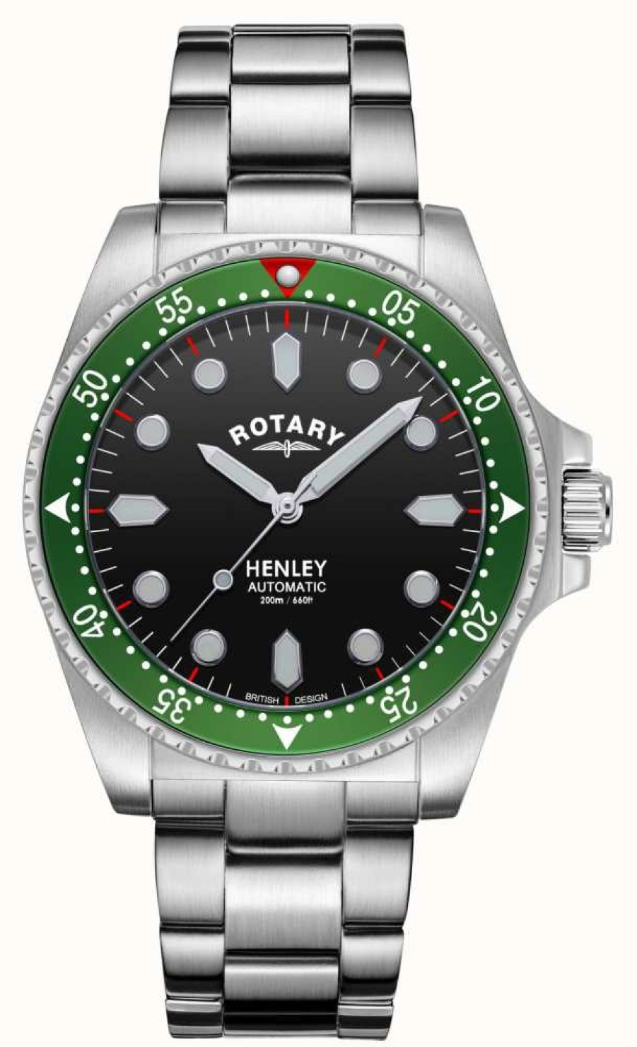 Men'S Rotary | Rotary Men'S | Henley | Automatic | Black Dial | Stainless Steel Bracelet