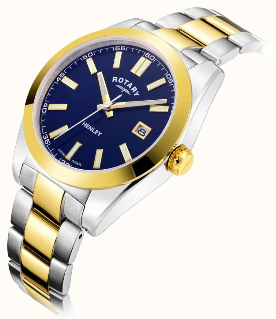 Men'S Rotary | Rotary Men'S | Henley | Blue Dial | Two Tone Stainless Steel Bracelet